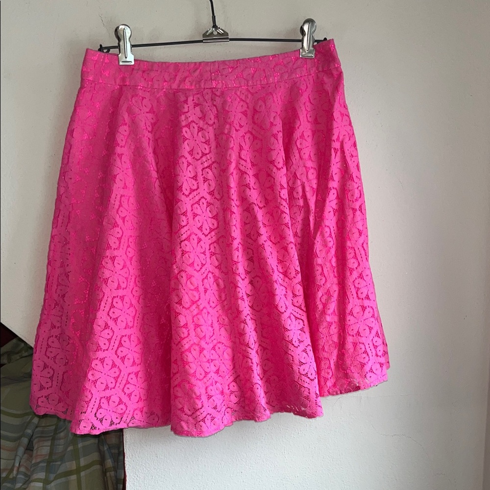 Lilly Pulitzer Pink Lace A Line Skirt Women's Size 8 Flounce Hem